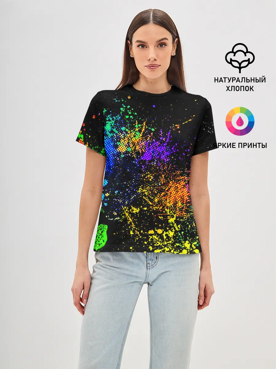 Женская базовая футболка / БРЫЗКИ КРАСОК
