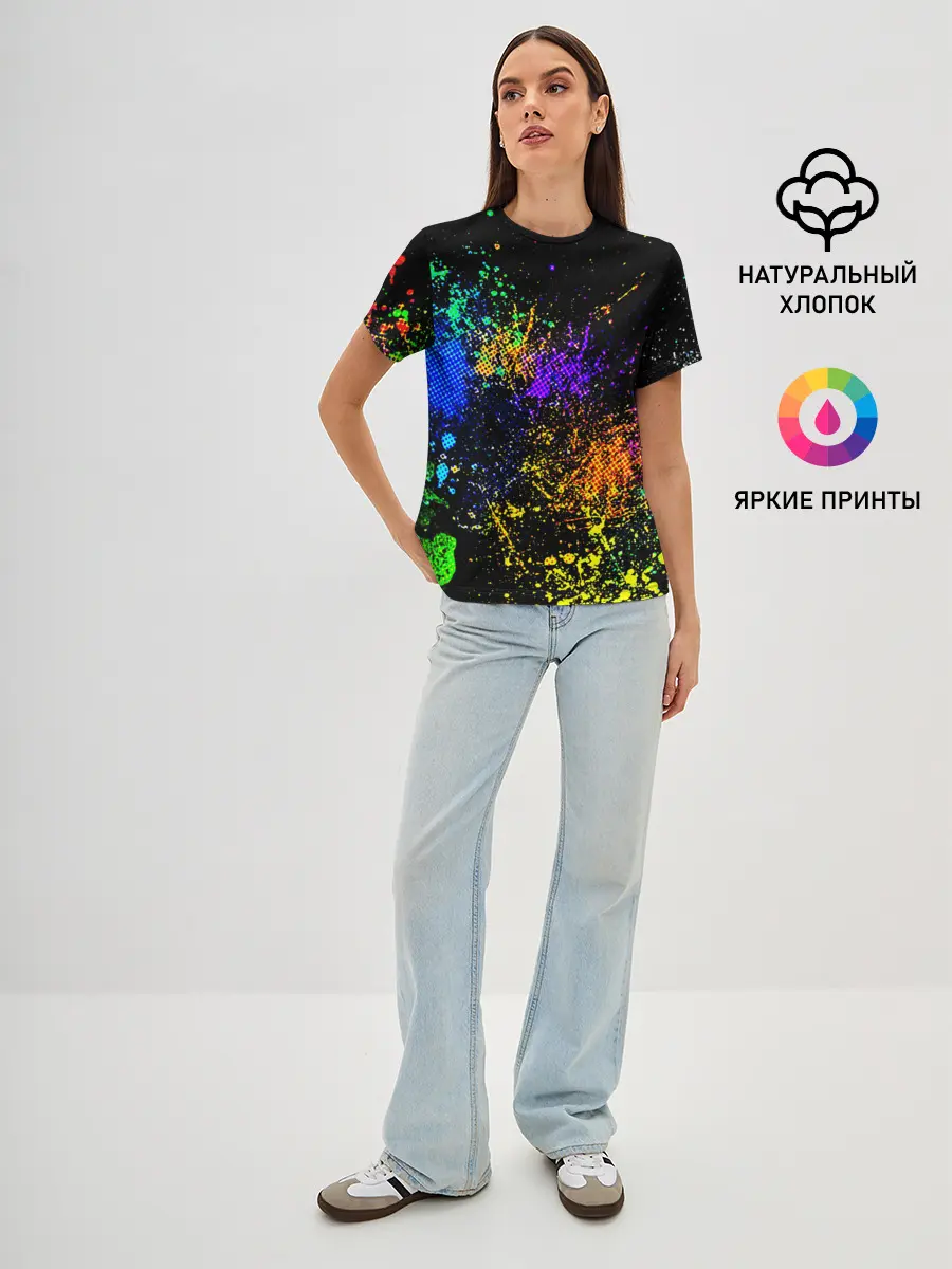 Женская базовая футболка / БРЫЗКИ КРАСОК