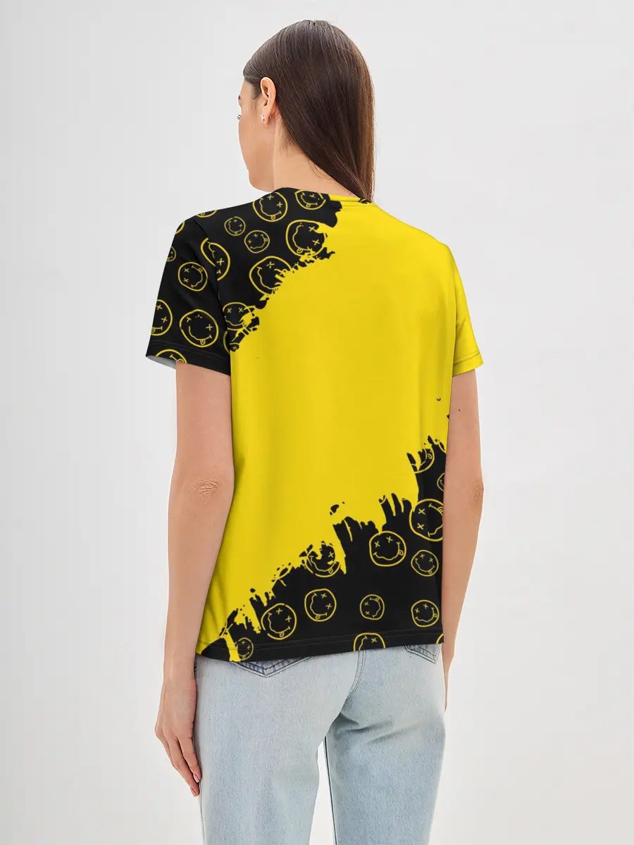 Женская базовая футболка / Nirvana Smile | Нирвана Рваный Паттерн