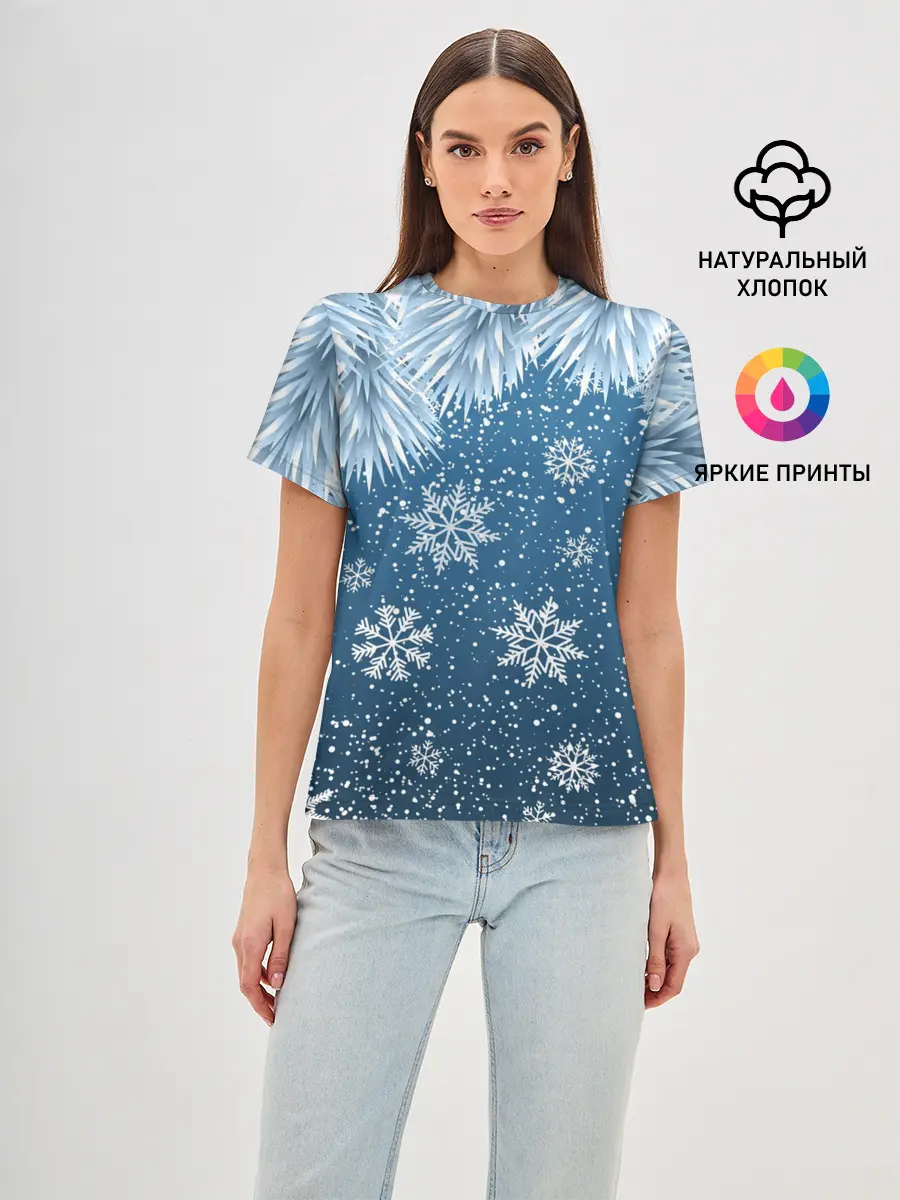 Женская базовая футболка / Снежное Настроенние