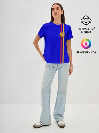 Женская базовая футболка / Армения, лента с гербом