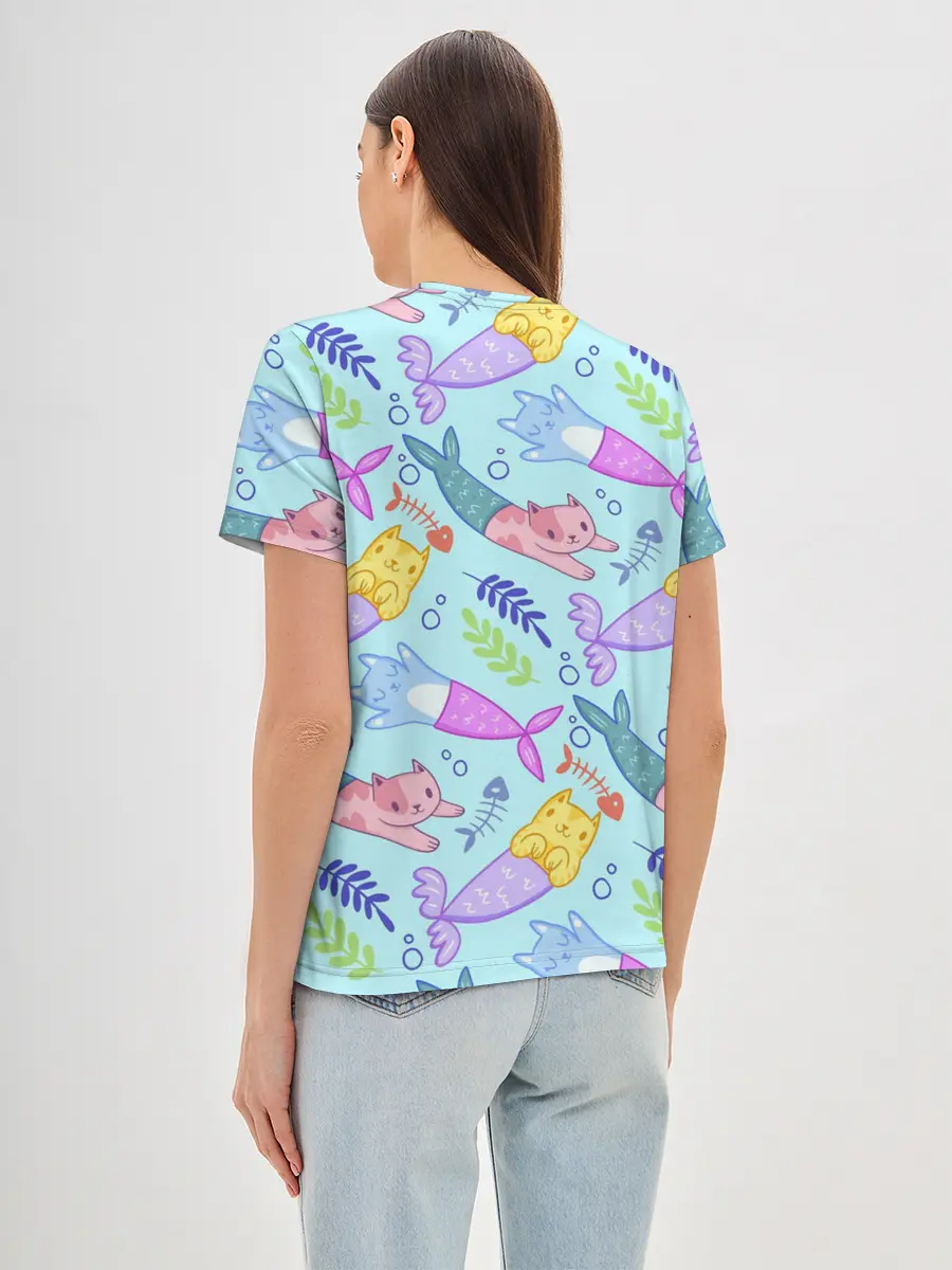 Женская базовая футболка / КОТЫ РУСАЛКИ