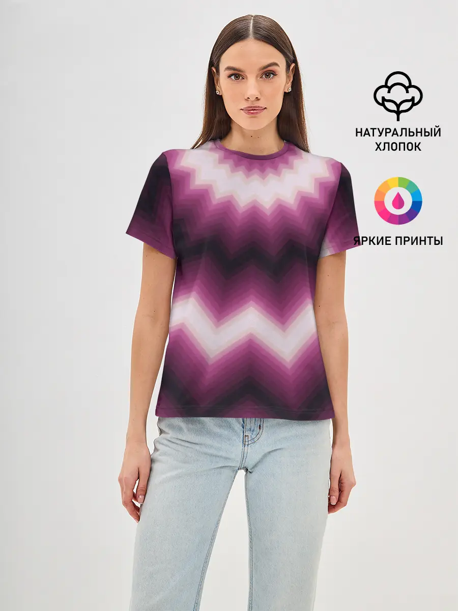 Женская базовая футболка / Черно-пурпурный калейдоскоп
