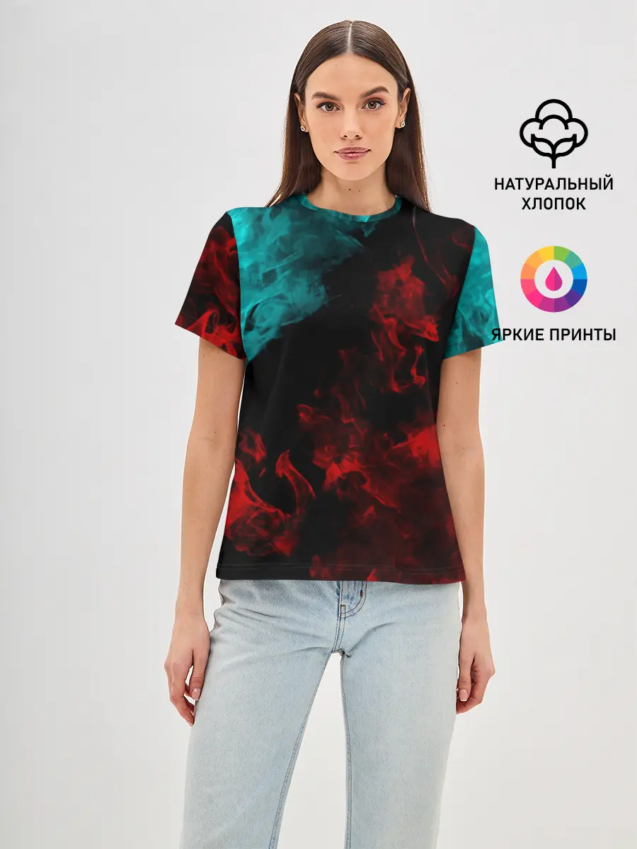 Женская базовая футболка / НЕОНОВЫЙ ОГОНЬ