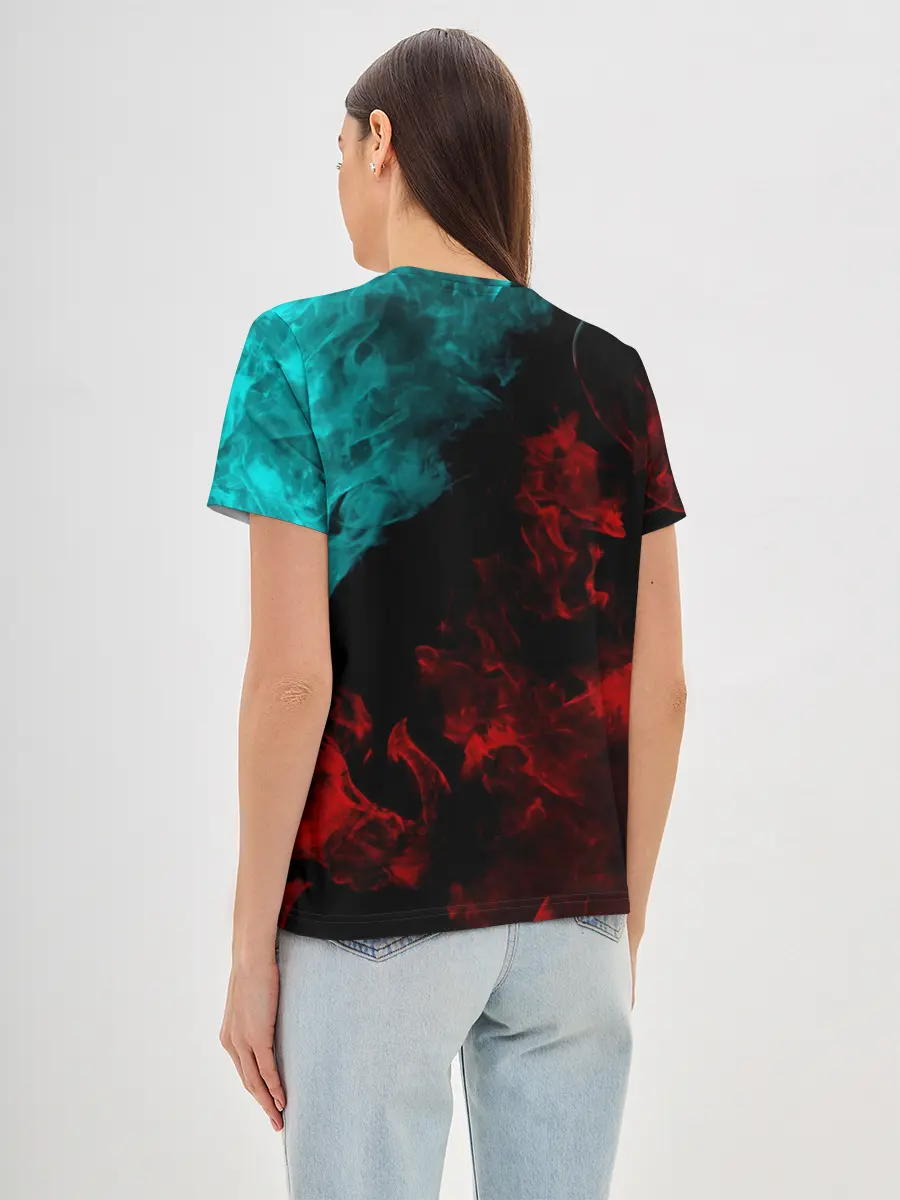 Женская базовая футболка / НЕОНОВЫЙ ОГОНЬ