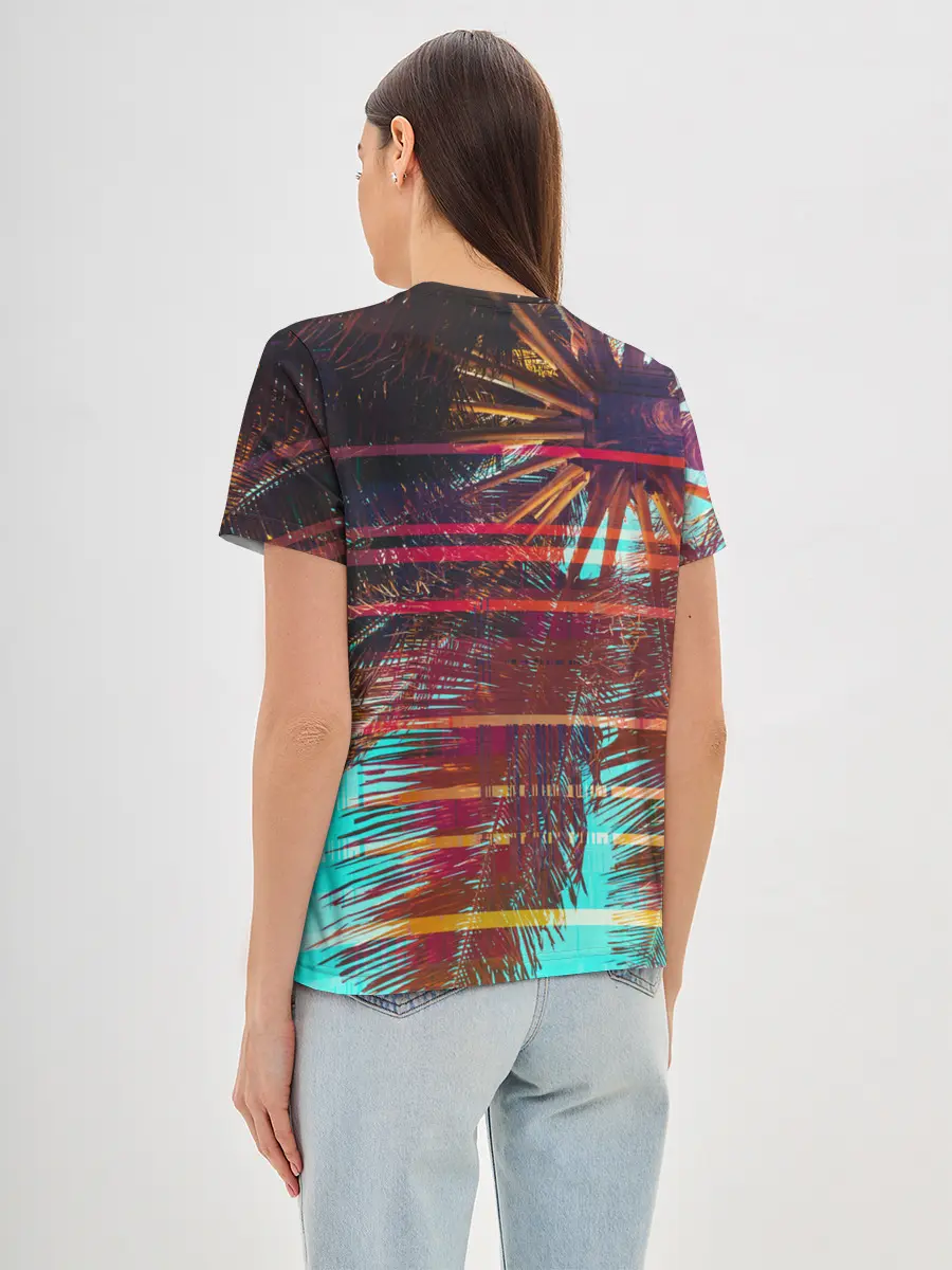 Женская базовая футболка / Palm glitch art