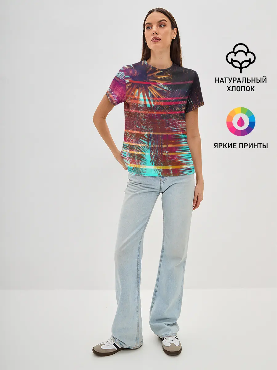 Женская базовая футболка / Palm glitch art
