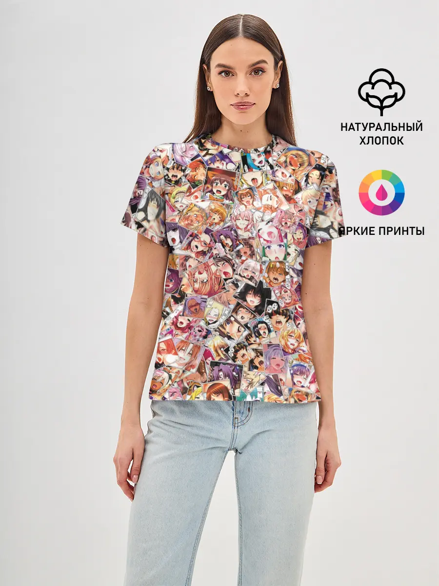 Женская базовая футболка / Яркий паттерн АХЕГАО