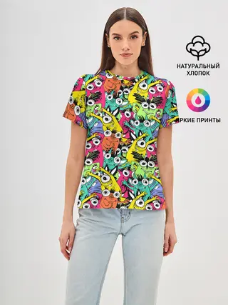 Женская базовая футболка / Весёлые монстры