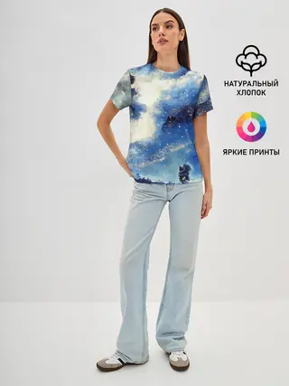 Женская базовая футболка / Ёжик в космосе