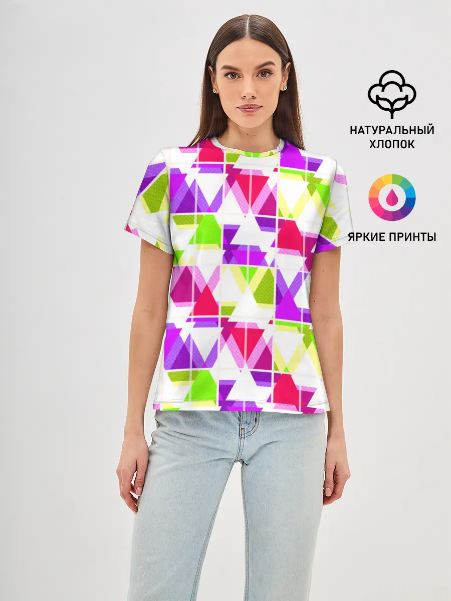 Женская базовая футболка / Абстрактный яркий узор
