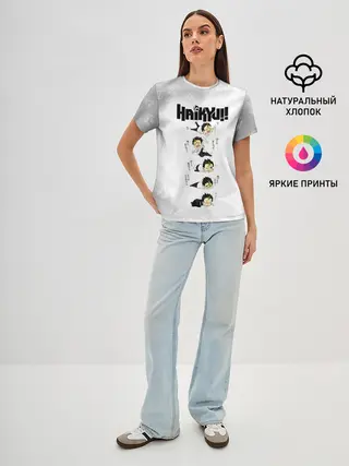 Женская базовая футболка / Юу Нишиноя в истерике Haikyu!!