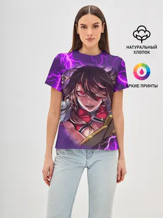 Женская базовая футболка / GENSHIN IMPACT / МОЛНИЯ