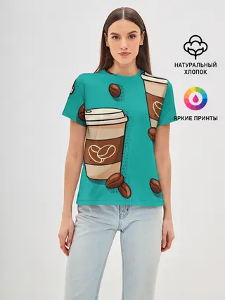 Женская базовая футболка / Я ЛЮБЛЮ КОФЕ | I LOVE COFFEE