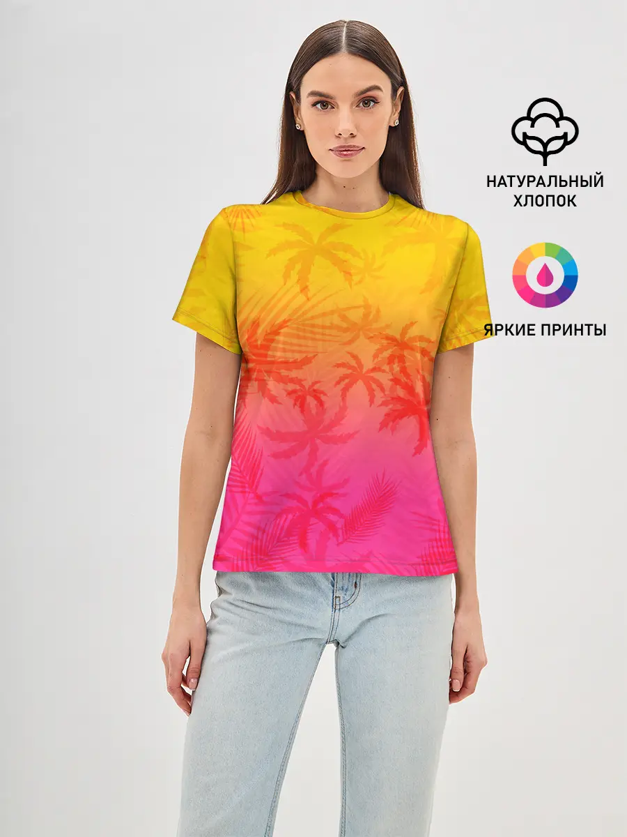 Женская базовая футболка / РЕТРО ПАЛЬМЫ