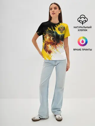 Женская базовая футболка / Имперский флаг и медведь