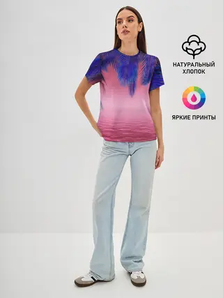 Женская базовая футболка / Неоновые Тропики