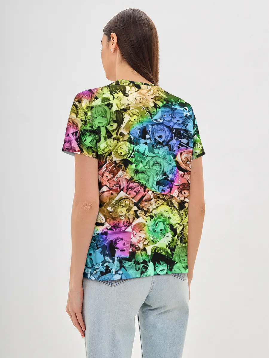 Женская базовая футболка / Радуга ахегао