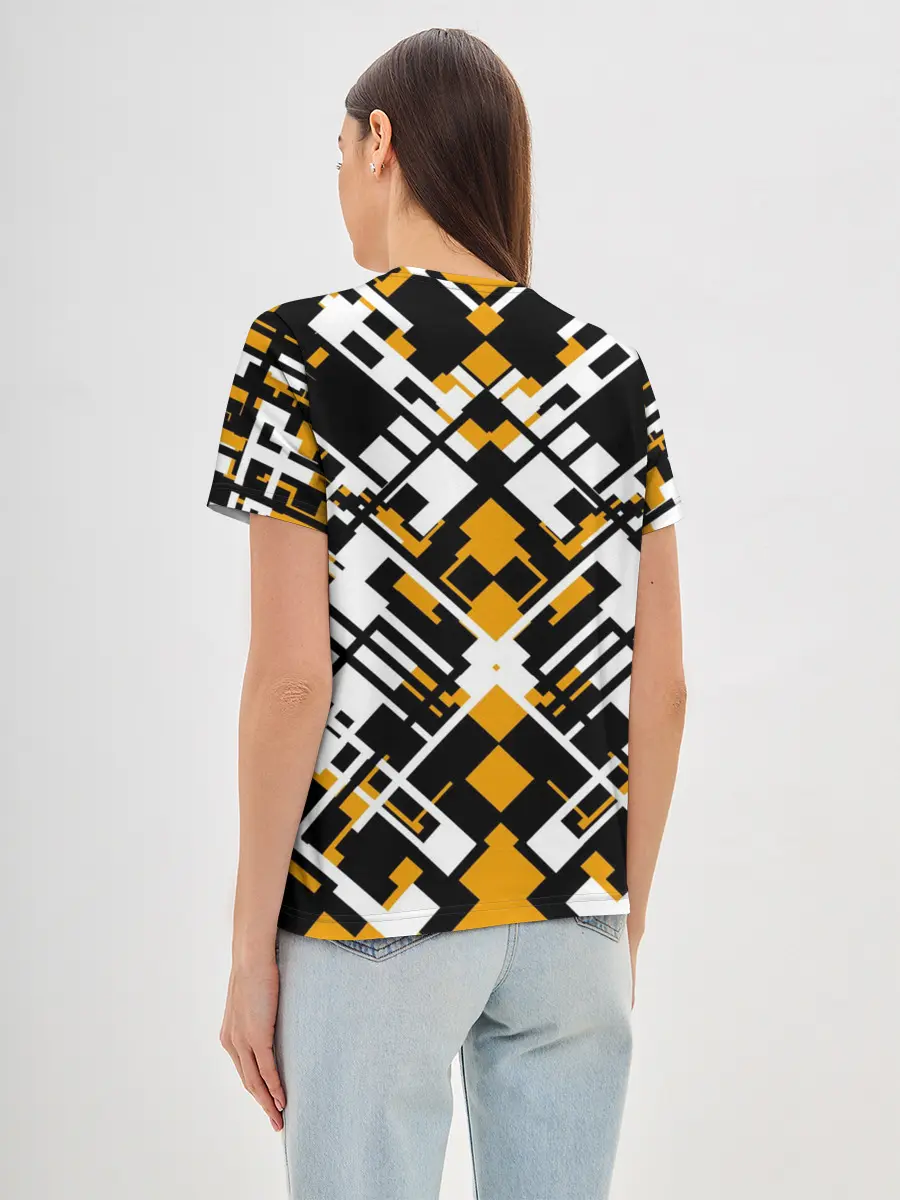 Женская базовая футболка / КИБЕРПАНК,ФАНТАСТИКА,ГЕОМЕТРИЯ