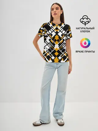 Женская базовая футболка / КИБЕРПАНК,ФАНТАСТИКА,ГЕОМЕТРИЯ