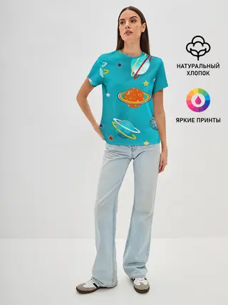 Женская базовая футболка / Необычные планеты