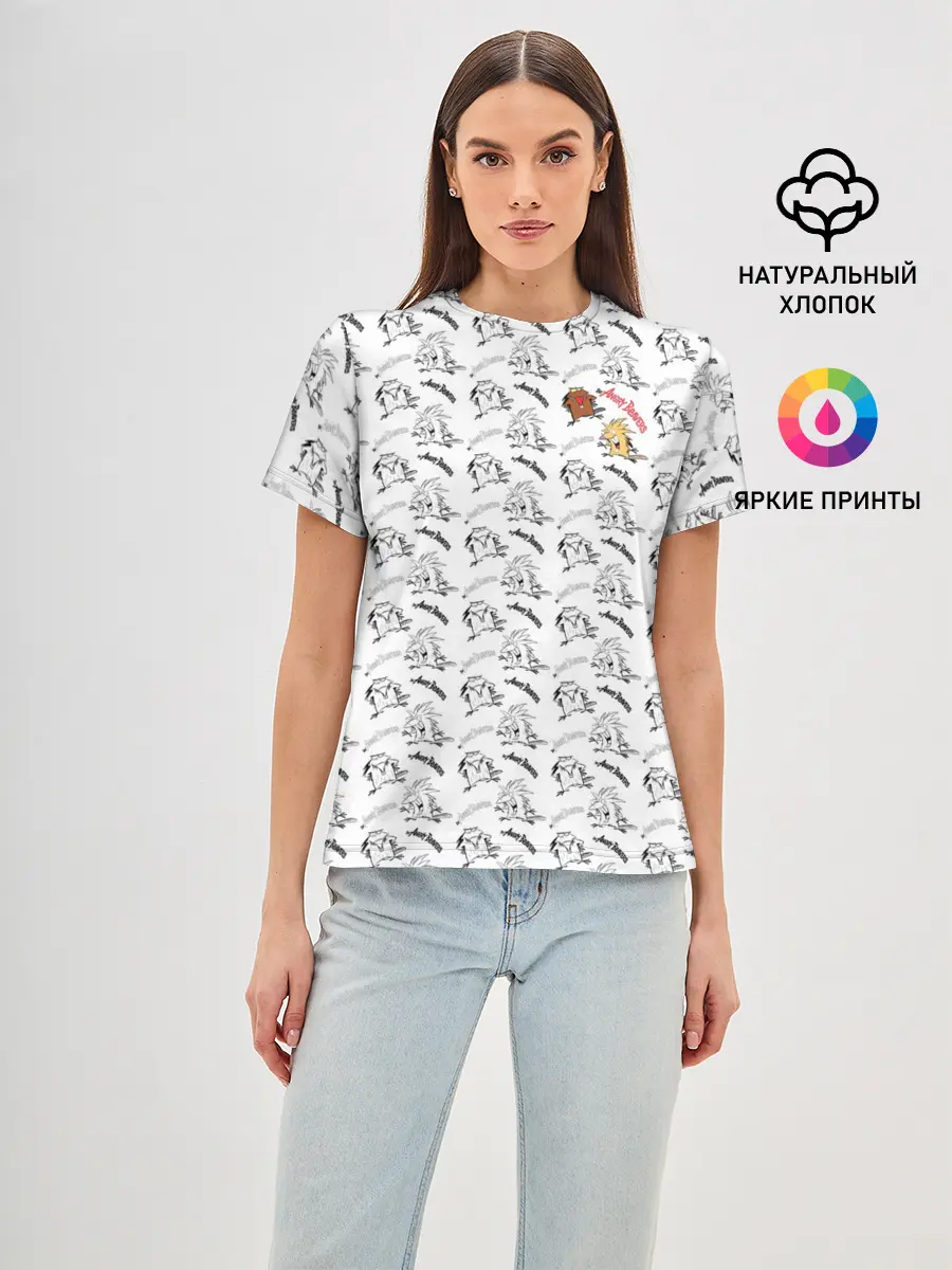 Женская базовая футболка / Крутые бобры паттерн