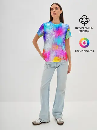 Женская базовая футболка / НЕОНОВЫЕ ПОТЕРТОСТИ