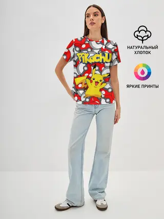 Женская базовая футболка / ПИКАЧУ