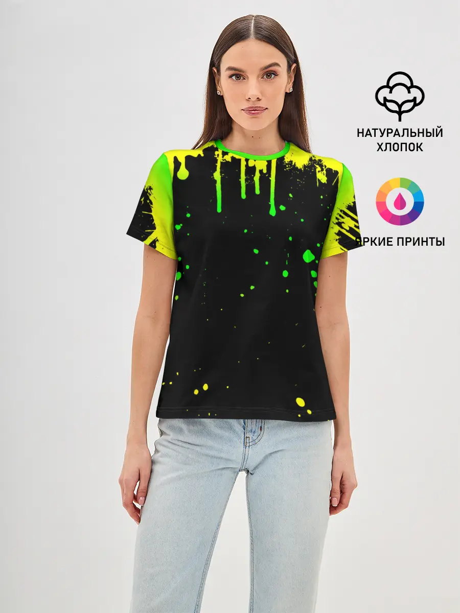 Женская базовая футболка / НЕОНОВЫЕ ПОДТЕКИ
