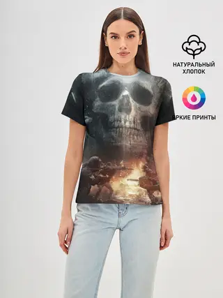 Женская базовая футболка / Battlefield Череп