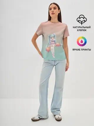 Женская базовая футболка / Чирлидерша с помпонами