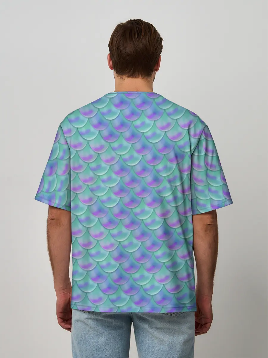 Мужская футболка оверсайз / РУСАЛКА | ЧЕШУЯ