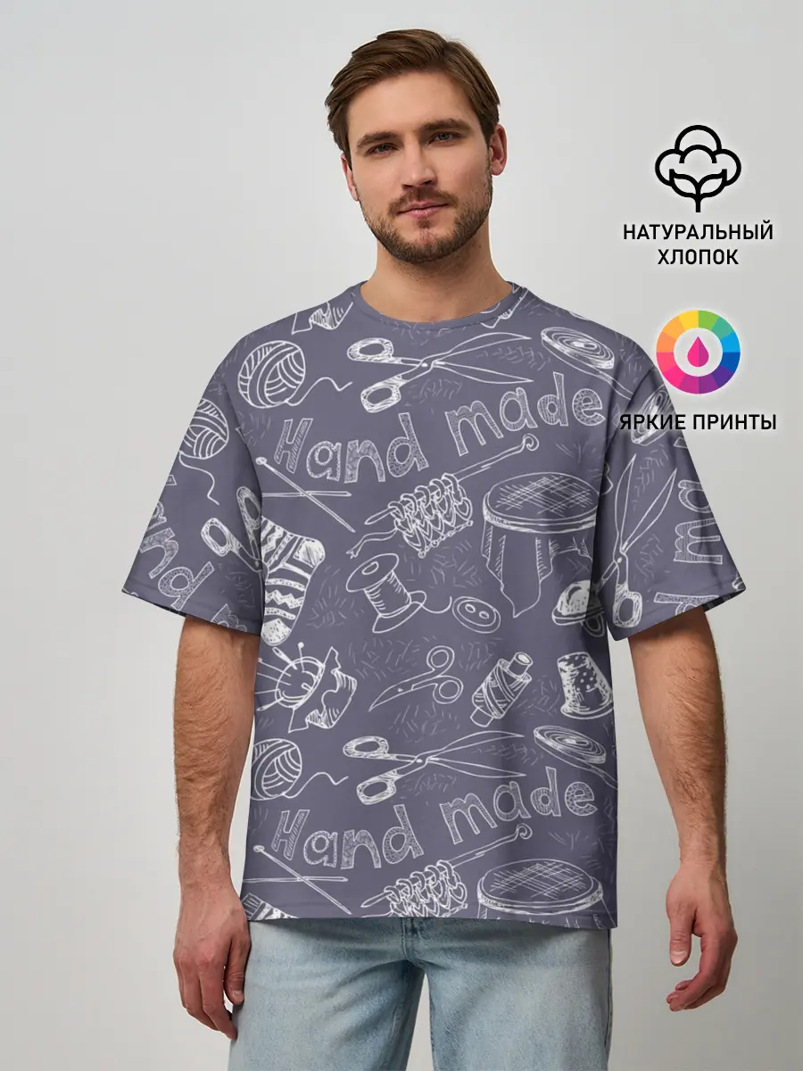 Мужская футболка оверсайз / Hand made