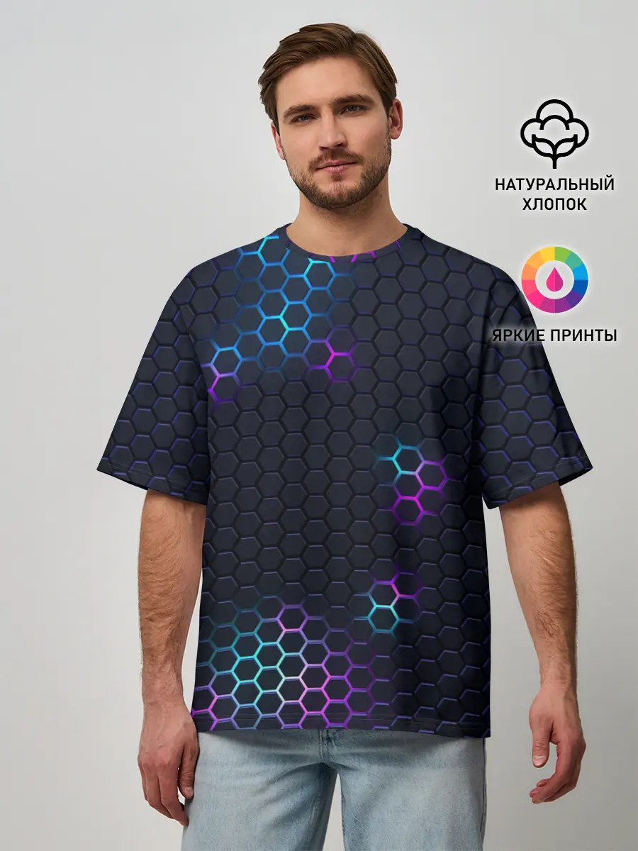 Мужская футболка оверсайз / НЕОНОВАЯ БРОНЯ | НЕО БРОНЯ