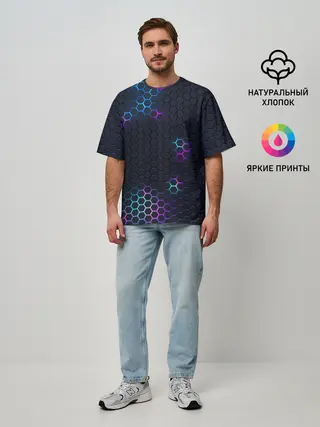 Мужская футболка оверсайз / НЕОНОВАЯ БРОНЯ | НЕО БРОНЯ