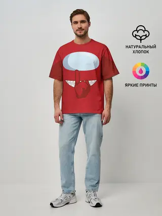Мужская футболка оверсайз / AMONG US | RED IMPOSTOR