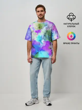 Мужская футболка оверсайз / Акварельная краска