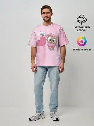 Мужская футболка оверсайз / Совушка с шариком