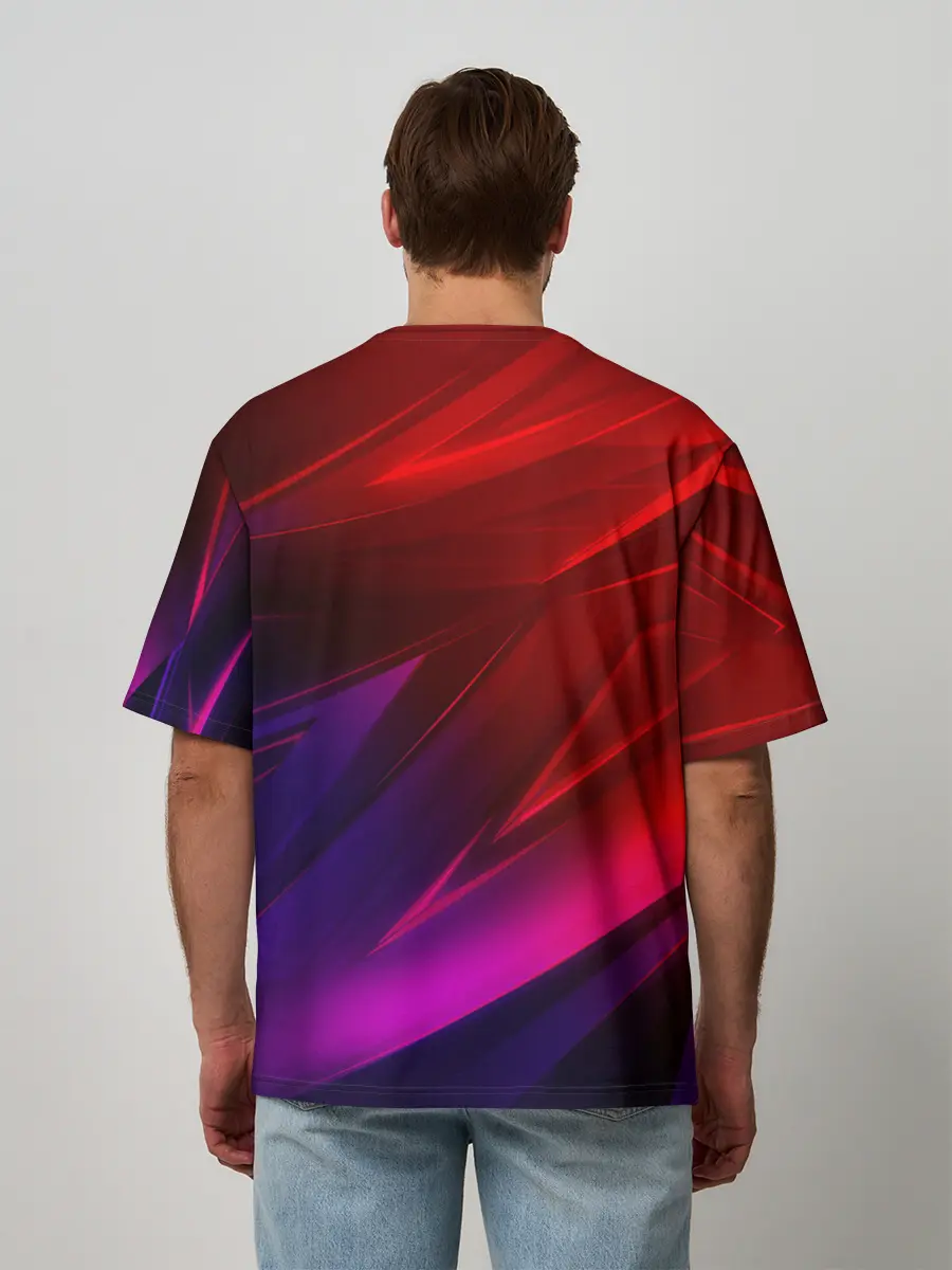 Мужская футболка оверсайз / NEON GEOMETRY STRIPES