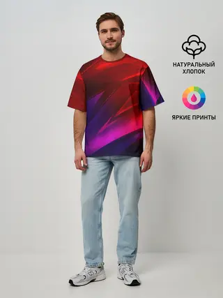 Мужская футболка оверсайз / NEON GEOMETRY STRIPES