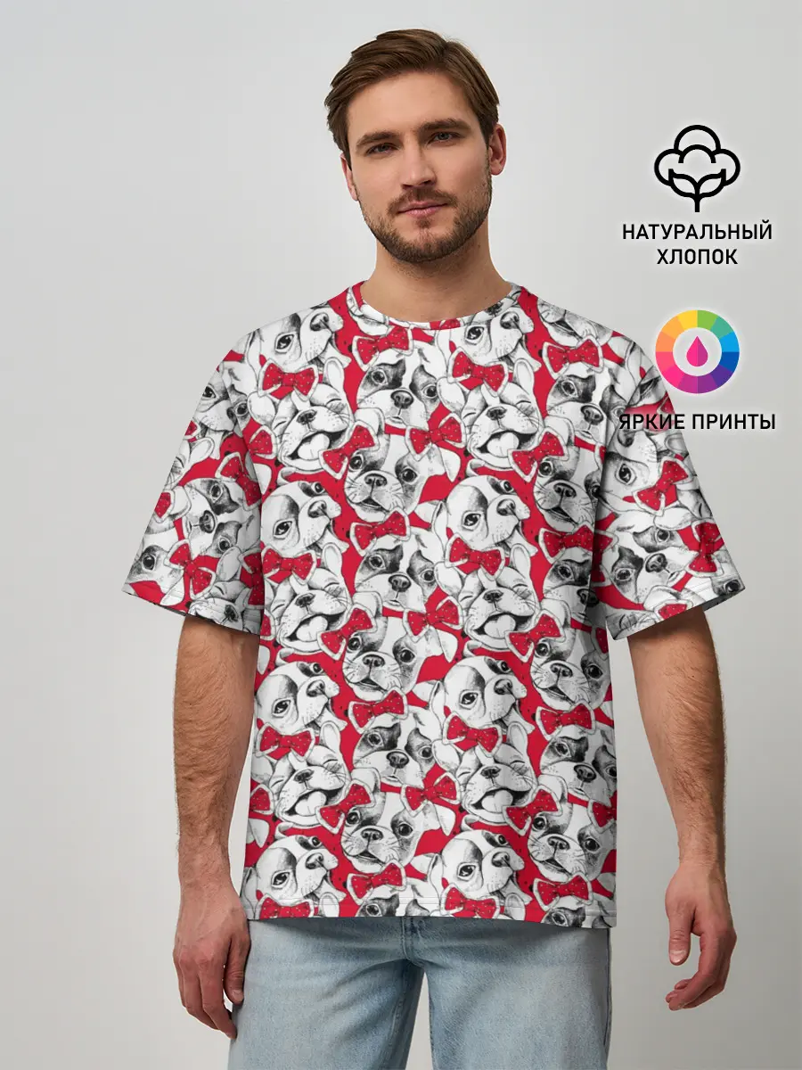 Мужская футболка оверсайз / Французский Бульдог