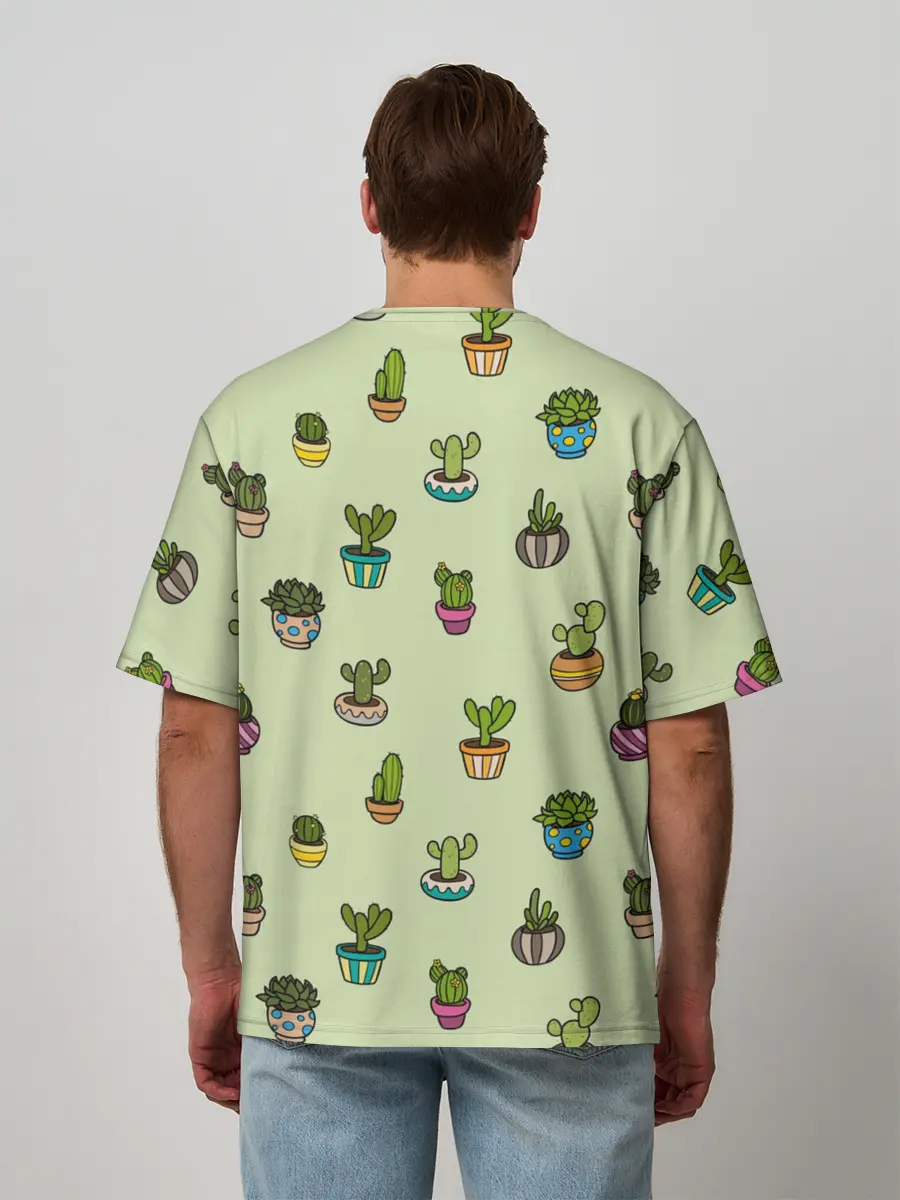 Мужская футболка оверсайз / Веселый кактус