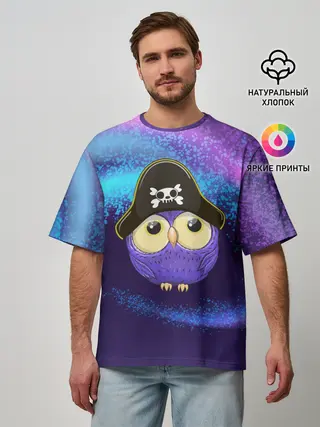 Мужская футболка оверсайз / Сова пират