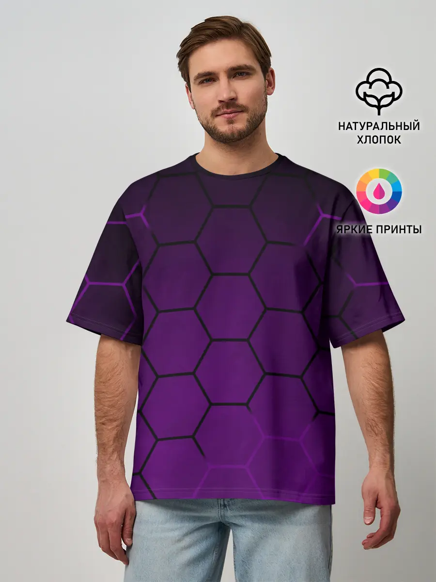 Мужская футболка оверсайз / Неоновая броня