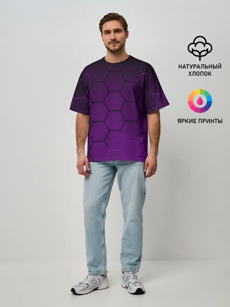 Мужская футболка оверсайз / Неоновая броня