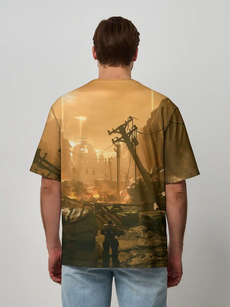 Мужская футболка оверсайз / GEARS OF WAR | ШЕСТЕРЕНКИ