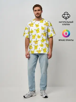 Мужская футболка оверсайз / ПИКАЧУ