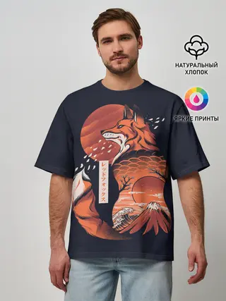Мужская футболка оверсайз / Японская Лиса