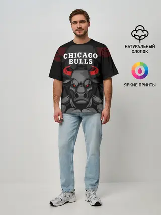 Мужская футболка оверсайз / CHICAGO BULLS ЯРОСТНЫЙ БЫК