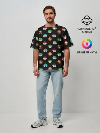 Мужская футболка оверсайз / Южный парк, паттерн